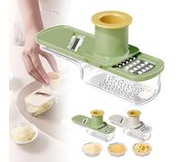 Garlic Slicer Super Thin, Multifunctional Garlic Grinder,Portable Vegetable Slicer, Durable GarlicGrinder with Container for Kitchen Home (Green,1PC)