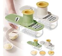 Garlic Slicer Super Thin, Multifunctional Garlic Grinder,Portable Vegetable Slicer, Durable GarlicGrinder with Container for Kitchen Home (MIX,2PCS)