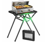 GARLLEN Table de Barbecue Pliante, Table de Camping Portable avec Support Triangulaire, 3 hauteurs réglables en Aluminium avec Plateau en Maille résistante à la Chaleur pour Barbecue, Pique-Nique