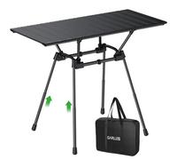 GARLLEN Table de Camping Pliante Ultra-Légère d'une Capacité de 80 kg,4 Hauteur Réglable (89x40.5x51/63/67/71 cm),Accroche-Portes,Facile à Nettoyer,Sac de Transport,pour Pique-Nique,Plage,BBQ