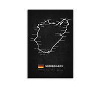 GARMERS Nürburgring Nordschleife Circuit Formula Impression sur toile pour la maison, le bureau, etc. Décoration murale 40 x 60 cm Sans cadre