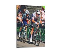 GARMERS Tadej Pogacar et Jonas Vingegaard sur toile de San Luca 2024 pour la maison, le bureau, etc. Décoration murale encadrée 40 x 60 cm