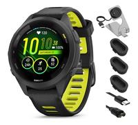Garmin 010-02810-03 Forerunner 265S Lot de 3 montres connectées GPS Noir/jaune Amp avec station de charge Deco Essentials, housse anti-poussière en silicone et câble de charge USB de type C
