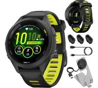 Garmin 010-02810-03 Forerunner 265S Lot de 3 montres connectées GPS Noir/jaune Amp avec station de charge Deco Essentials, housse anti-poussière en silicone et câble de charge USB de type C