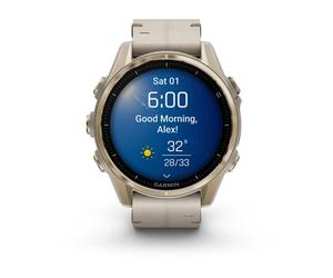 Garmin - 010-02903-40 - Smartwatch - Fenix 8 Sapphire - Bracelets en cuir beige