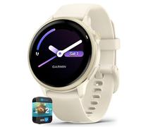Garmin 010-02985-01 VIVOACTIVE 6 Health and Fitness GPS Smartwatch Bone avec bracelet en silicone et pack de protection amélioré 2 ans CPS