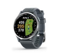 Garmin Approach® S44 Essential Golf GPS Smartwatch Écran AMOLED Fonctionnalités sur le terrain Lunette en aluminium argenté avec bracelet en silicone Twilight
