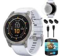 Garmin Epix Pro (Gen 2), 47 mm, saphir, titane, Whitestone 010-02803-20 - Lot de 3 housses anti-poussière en silicone et protecteur d'écran en verre