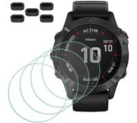 Garmin Fenix 6x Pro Solar Screen Protector [4 Pieces] + Dust Plugs [5 Pieces] - 9h Hardness Anti-Scratch Bubble-Free Ultra Thin Screen Protector For Garmin Fenix 6x Pro Solar