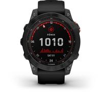 Garmin fenix 7 Solar - 47 mm - gris ardoise - montre de sport avec bracelet - silicone - noir - taille du poignet : 125-208 mm - affichage 1.3" - 16 Go - Bluetooth, Wi-Fi, ANT+ - 79 g
