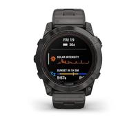 Garmin - 010-02778-30 - Fenix 7X Pro Saphire Solar - Gris Carbone Titane DLC avec bracelet en silicone noir supplémentaire