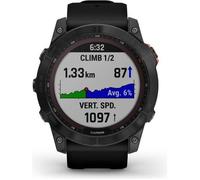 Montre connectée Garmin Fenix 7X Solar Gray avec bracelet silicone Noir