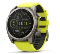 Garmin Fenix 8-51 mm, Solaire, Saphir, Titane, avec Bande en Silicone ampyllow/Graphite