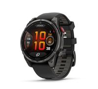Garmin fēnix 8 Pro, 47 mm, écran AMOLED, Montre Intelligente GPS Multisports connectée, Technologie inReach, Saphir, Titane DLC Gris Carbone avec Bracelet en Silicone Noir/Gris Galet