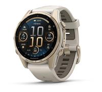 Montre gps garmin fenix 8 amoled 43 mm sapphire titane soft gold avec bracelet en silicone gris beige