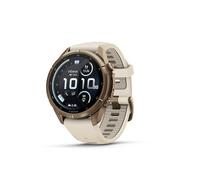 Garmin Fenix 9 Pro - 51 mm, Titane doré d'automne avec Bracelet en Silicone Gris crème/français | Les Fonctions LTE et Inreach ne sont Pas Prises en Charge aux Eau, jusqu'à 31 Jours de Travail