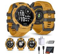 Garmin Instinct Montre intelligente GPS d'extérieur robuste à énergie solaire 3-50 mm, lampe de poche intégrée, collection Alpine Rush édition limitée, Sunburst avec Sunburst/bracelet gris
