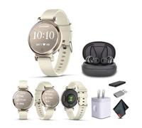 Garmin Lily 2 Petite montre intelligente élégante jusqu'à 5 jours d'autonomie avec écran caché, verres à motifs, couleur crème doré avec noix de coco (010-02839-00) pour femme