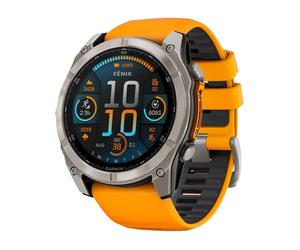 Garmin - Montre GPS - Fenix 8 Amoled 51mm Sapphire Titane/Graphite en Titane - Orange Orange