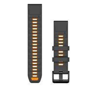 Garmin - Bracelet QuickFit 22 mm - Silicone - Marron Graphite / Orange Étincelle