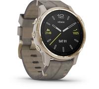 Garmin - SmartWatch - Unisexe - fenix 6S Sapphire Beige-Or Blanc Bracelet en cuir velours 010-02159-40