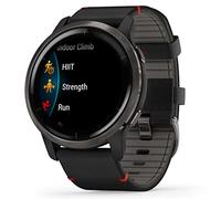 Garmin Venu® 2 Lunette en Acier Inoxydable de Couleur Noire avec boîtier et Bracelet en Cuir de Couleur Noire Diamètre de 33,0 mm