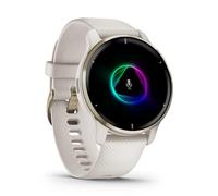 Garmin Venu 2 Plus - Montre connectée GPS multisports avec appels via Bluetooth et suivi santé - Cream Gold avec bracelet silicone ivoire - Boîtier 43 mm