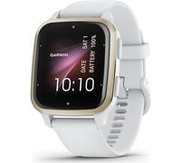 Garmin Venu Sq 2 - Montre connectée GPS Multisports avec écran AMOLED et Suivi santé - Cream Gold avec Bracelet Blanc - Boîtier 40 mm