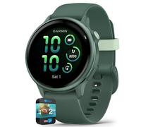 Garmin VIVOACTIVE 6 010-02985-02 Montre intelligente GPS de santé et de remise en forme avec bracelet en silicone Vert jaspe avec pack de protection amélioré 2 ans CPS