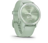 Garmin vívomove Sport - Montre connectée à Aiguilles mécaniques et écran Tactile - Silver avec Bracelet Vert d’Eau - Boîtier 40 mm