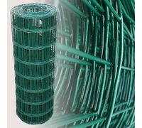 Garmix Grillage Jardin vert | Hauteur 80cm | Maille 75x100mm| Clôture Jardin Potager | Enclos Animaux Chien | Fils de Fer Galvanisé + PVC, Rouleau 25m