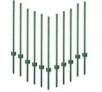 Garmix Lot de 11 poteaux de clôture en métal pour clôture de jardin - 165 cm - Vert