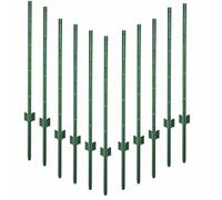 Garmix Lot de 11 poteaux en métal pour clôture de jardin - 105 cm - Vert