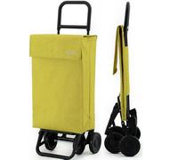 GARMOL Chariot de courses pliable 48 litres | Chariot de courses 4 roues Grande capacité | Chariot de courses 4 roues pliable Couleur moutarde