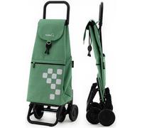 GARMOL Chariot de Courses Thermique Pliable 55 l avec Poche Thermique 11 l | Chariot de Courses 4 Roues Grande capacité Pliable avec 2 Fixes et 2 rotatives Vert