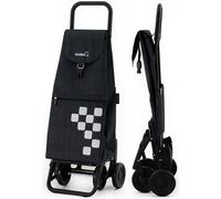 GARMOL Chariot de Courses Thermique Pliable 55 l avec Poche Thermique 11 l | Chariot de Courses 4 Roues Grande capacité Pliable avec 2 Fixes et 2 rotatives | Chariot Noir