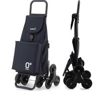 GARMOL Chariot de Courses Thermique Pliable 55 litres | Poche Thermique intérieure de 11 litres | Chariot de Courses 8 Roues Monte escaliers de Grande capacité | Chariot Pliable Noir