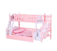 Garneck 1 Ensemble de Lits Superposés pour Maison de Poupée - Mobilier Miniature à L'échelle 1/12 avec Drap Et Oreiller - Mobilier de Chambre Miniature Réaliste pour Jeux D'imitation Et