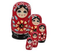 Garneck 1 Ensemble Poupée Matriochka en Bois Imbrication Poupées De Nidification Poupées Jouets D'éveil Classique d'apprentissage Précoce Jouets Éducatifs Rouge
