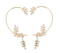 Garneck 1 Paire Boucles D'oreilles Feuille De Diamant Boucles D'oreilles Bijoux Femme Clip De Boucle D'oreille Bijoux D'oreille Femme Cache-oreilles Manquer Pendentif Strass Alliage
