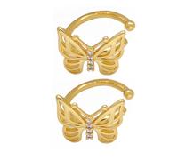 Garneck 1 paire Boucles Oreilles Clip Butterfly Zirconium Doré Non Percées Vintage pour Femmes pour Toutes Occasions et Styles