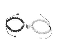 Garneck 1 paire Bracelets pour Couples Bracelets Réglables Perles avec Design Cœur Romantique pour Saint Valentin et Occasions Spéciales