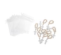 Garneck 10 Ensembles Perles de Chapelet avec Crucifix Chapelet Portable avec Sacs Maille pour Religieux et Prières Chrétiennes