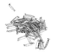 Garneck 100pièces Broches Métal Argenté De Épingle à Sécurité Broche à Fermoir Avec Plaque Triple Pour Collage Couture