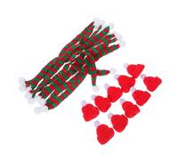 Garneck 10ensembles Mini Bonnets de Noël Tricotés et Écharpes pour Poupées Bouteilles de Vin et Activités Manuelles Décoration Créative et Facile à Installer