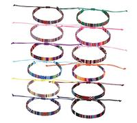 Garneck 12 pièces Bracelets Tressés Coton Lin Bracelets Plage Unisexes Style Surfer Résistants Décoloration Accessoires pour Surf Natation et Fêtes Estivales