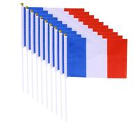 Garneck 12pièces Drapeaux Français Miniatures à Main avec Bâton Blanc et Bouchon Doré Drapeaux de Pays pour Fête Nationale Événements Sportifs et Célébrations