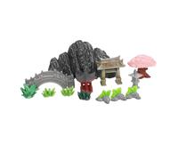 Garneck 13 Pièces Miniature Garden Rockery Set with Resin Bridge and Pavilion Traditional Chinese Style Artificial Rock Decoration for DIY Craft and Home Landscape