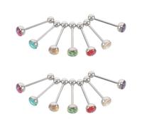 Garneck 14 Barres de Langue Sirène en Métal Multicolores 14 Pièces Bijoux de Piercing Haltère Unisexes pour Usage Quotidien et Occasions Spéciales