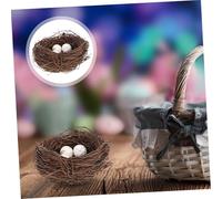 Garneck 16 Pièces Kit de Décoration de Pâques Oiseaux Rotin avec Œufs Artificiels Décor de Nid Doiseau Simulé pour Maison Fête et DIY